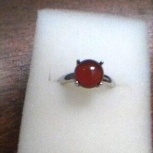 Oregon Fire Opal Sterling Silver Solitaire Ring